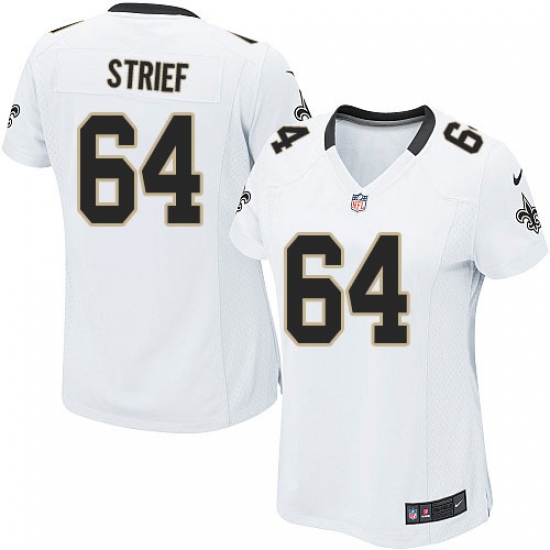 Women's Nike New Orleans Saints 64 Zach Strief Game White NFL Jersey