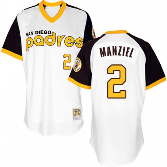 Men's Majestic San Diego Padres 2 Johnny Manziel Replica White 1978 Turn Back The Clock MLB Jersey