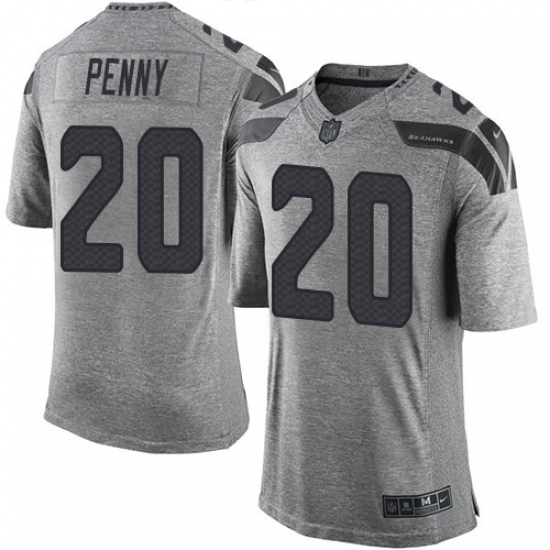 Men's Nike Seattle Seahawks 20 Rashaad Penny Limited Gray Gridiron NFL Jersey