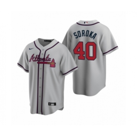 Youth Atlanta Braves 40 Mike Soroka Nike Gray 2020 Replica Road Jersey