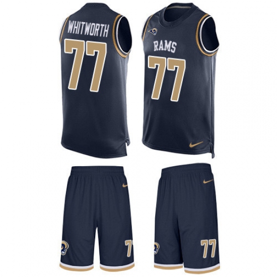 Men's Nike Los Angeles Rams 77 Andrew Whitworth Limited Navy Blue Tank Top Suit NFL Jersey