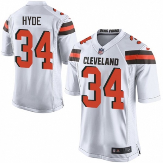 Men's Nike Cleveland Browns 34 Carlos Hyde Game White NFL Jersey