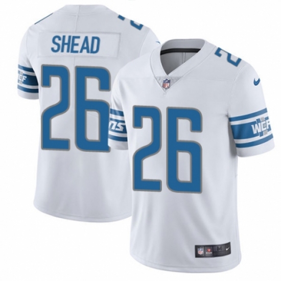 Youth Nike Detroit Lions 26 DeShawn Shead White Vapor Untouchable Limited Player NFL Jersey