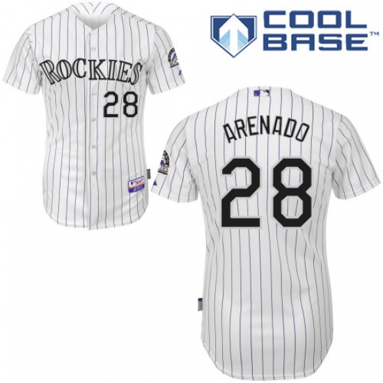 Men's Majestic Colorado Rockies 28 Nolan Arenado Replica White Home Cool Base MLB Jersey