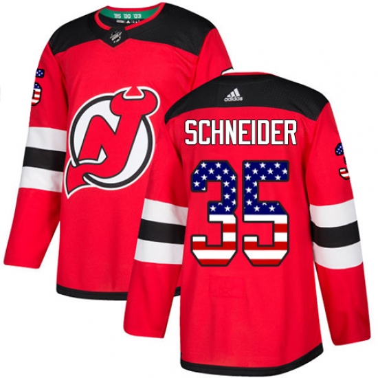 Men's Adidas New Jersey Devils 35 Cory Schneider Authentic Red USA Flag Fashion NHL Jersey