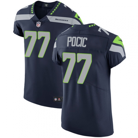 Men's Nike Seattle Seahawks 77 Ethan Pocic Navy Blue Team Color Vapor Untouchable Elite Player NFL Jersey