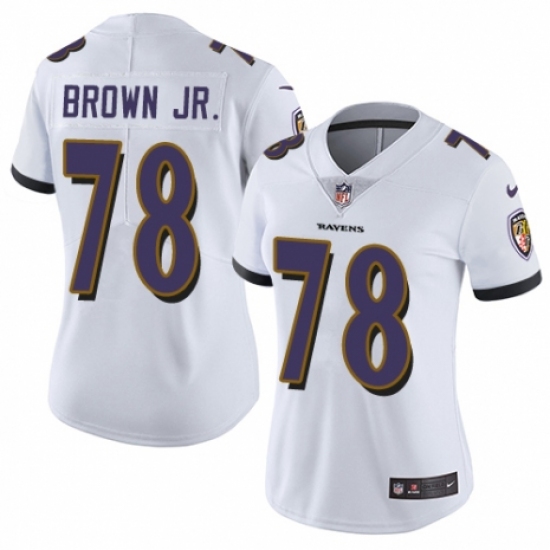 Women's Nike Baltimore Ravens 78 Orlando Brown Jr. White Vapor Untouchable Limited Player NFL Jersey