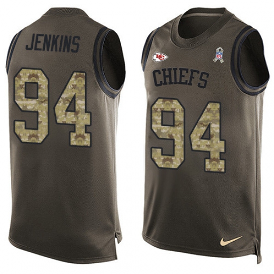 Men's Nike Kansas City Chiefs 94 Jarvis Jenkins Limited Green Salute to Service Tank Top NFL Jersey