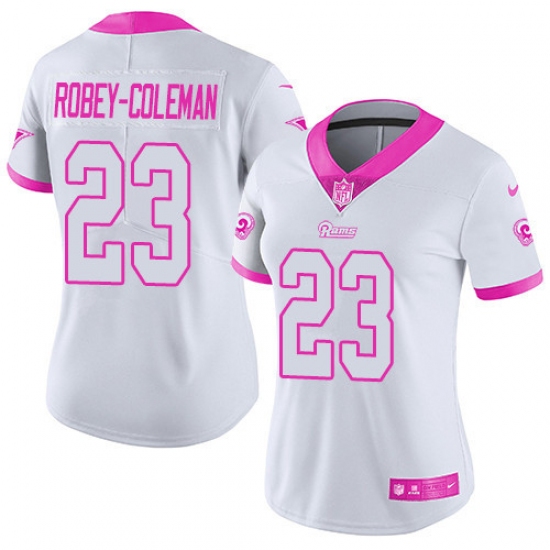 Women's Nike Los Angeles Rams 23 Nickell Robey-Coleman Limited White/Pink Rush Fashion NFL Jersey