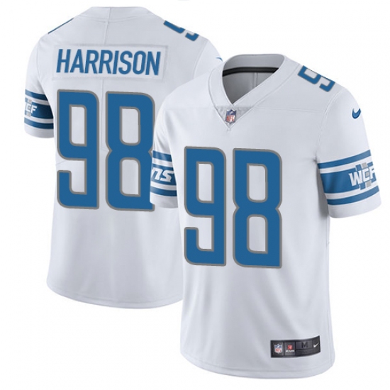 Men's Nike Detroit Lions 98 Damon Harrison White Vapor Untouchable Limited Player NFL Jersey