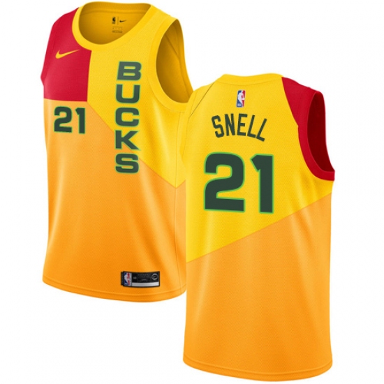 Women's Nike Milwaukee Bucks 21 Tony Snell Swingman Yellow NBA Jersey - City Edition