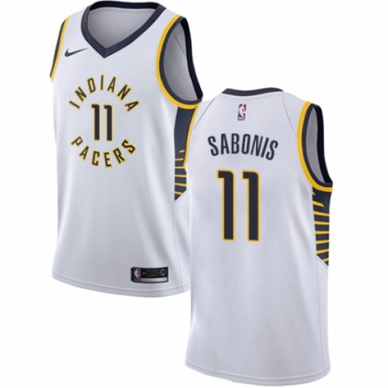 Men's Nike Indiana Pacers 11 Domantas Sabonis Swingman White NBA Jersey - Association Edition