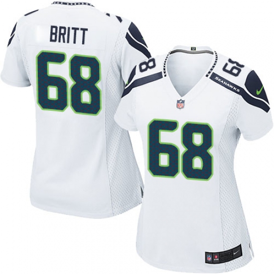 Women's Nike Seattle Seahawks 68 Justin Britt Game White NFL Jersey