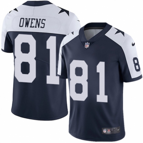 Men's Nike Dallas Cowboys 81 Terrell Owens Navy Blue Throwback Alternate Vapor Untouchable Limited Player NFL Jersey