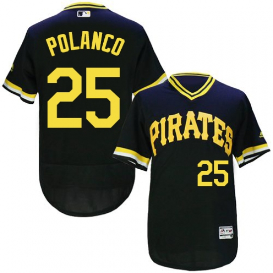 Men's Majestic Pittsburgh Pirates 25 Gregory Polanco Black Flexbase Authentic Collection Cooperstown MLB Jersey