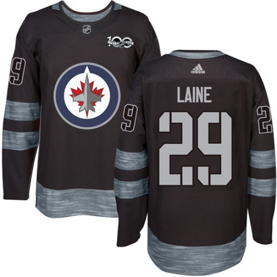 Men's Adidas Winnipeg Jets 29 Patrik Laine Premier Black 1917-2017 100th Anniversary NHL Jersey