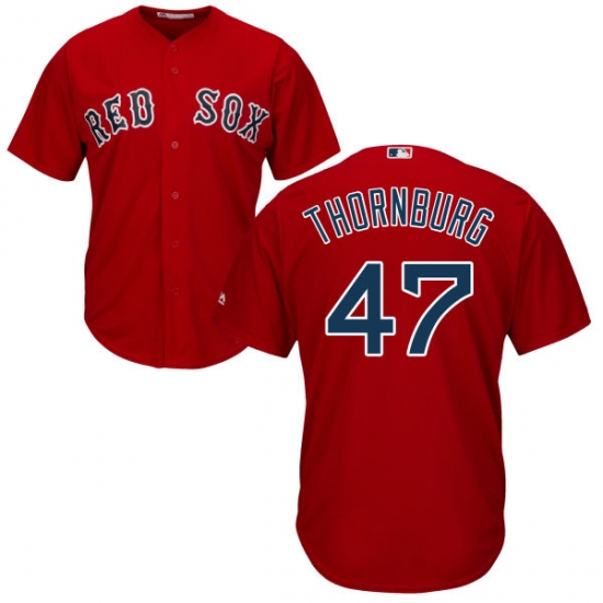 Youth Majestic Boston Red Sox 47 Tyler Thornburg Replica Red Alternate Home Cool Base MLB Jersey