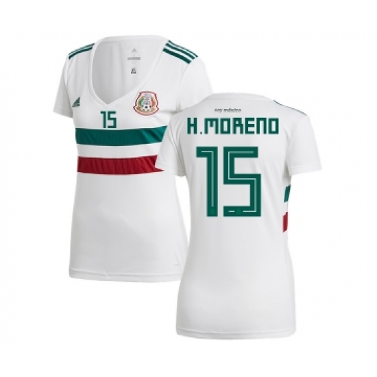 Women's Mexico 15 H.Moreno Away Soccer Country Jersey