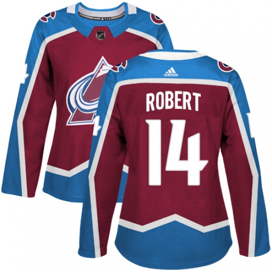 Women's Adidas Colorado Avalanche 14 Rene Robert Authentic Burgundy Red Home NHL Jersey