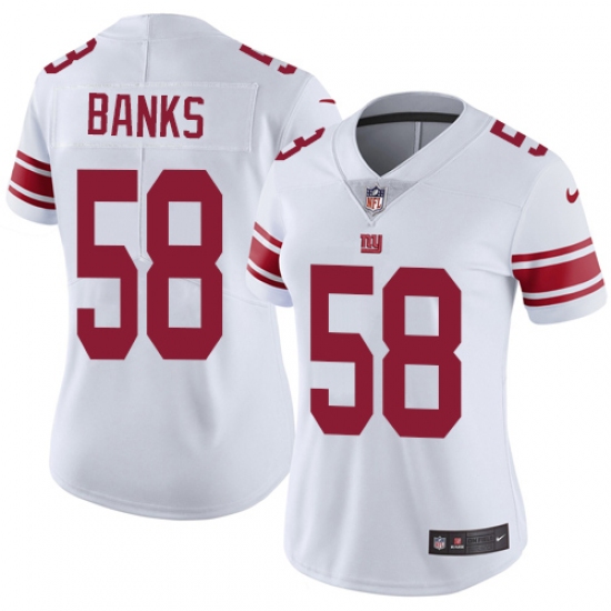 Women's Nike New York Giants 58 Carl Banks White Vapor Untouchable Limited Player NFL Jersey