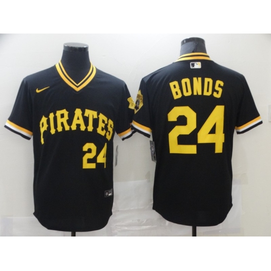 Men's Nike Pittsburgh Pirates 24 Barry Bonds Cooperstown Collection Black Jersey