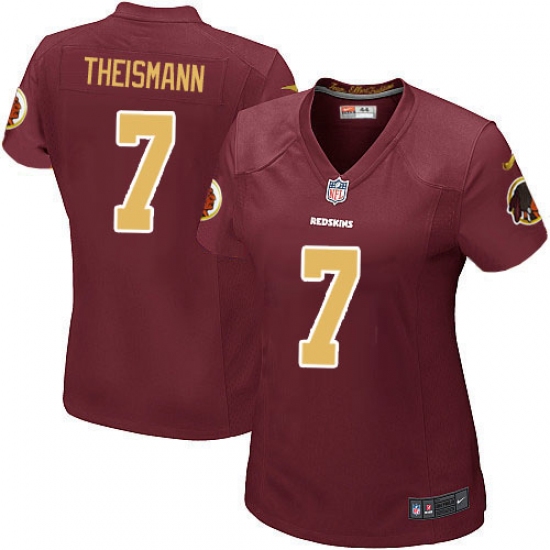 Women's Nike Washington Redskins 7 Joe Theismann Game Burgundy Red/Gold Number Alternate 80TH Anniversary NFL Jersey