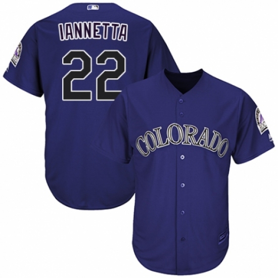 Men's Majestic Colorado Rockies 22 Chris Iannetta Replica Purple Alternate 1 Cool Base MLB Jersey