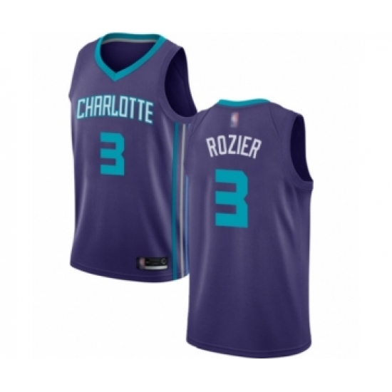 Men's Jordan Charlotte Hornets 3 Terry Rozier Authentic Purple Basketball Jersey Statement Edition