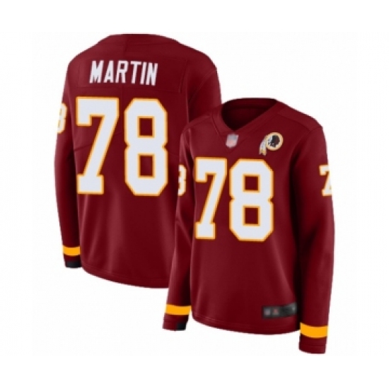 Women's Washington Redskins 78 Wes Martin Limited Burgundy Therma Long Sleeve Football Jersey