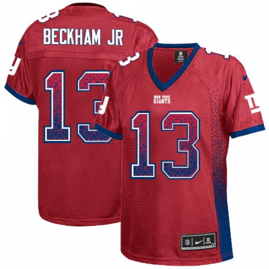 Women's Nike New York Giants 13 Odell Beckham Jr Elite Red Drift Fashion NFL Jersey