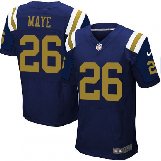 Men's Nike New York Jets 26 Marcus Maye Elite Navy Blue Alternate NFL Jersey