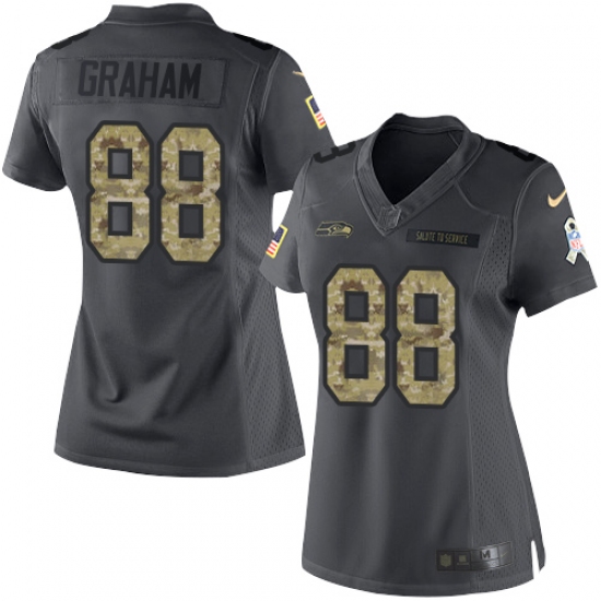 Women's Nike Seattle Seahawks 88 Jimmy Graham Limited Black 2016 Salute to Service NFL Jersey