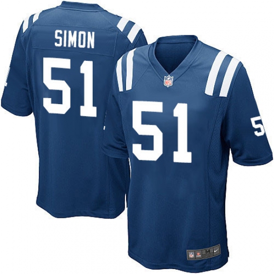 Men's Nike Indianapolis Colts 51 John Simon Game Royal Blue Team Color NFL Jersey