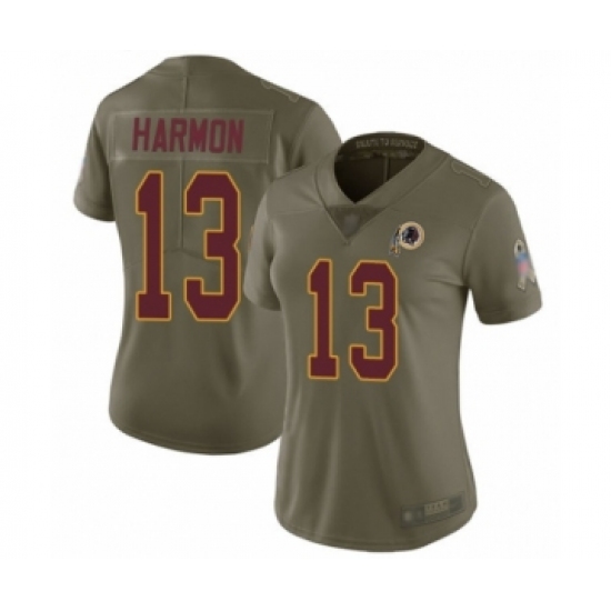 Women's Washington Redskins 13 Kelvin Harmon Limited Olive 2017 Salute to Service Football Jersey