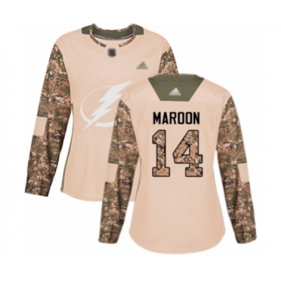 Women's Tampa Bay Lightning 14 Patrick Maroon Authentic Camo Veterans Day Practice Hockey Jersey