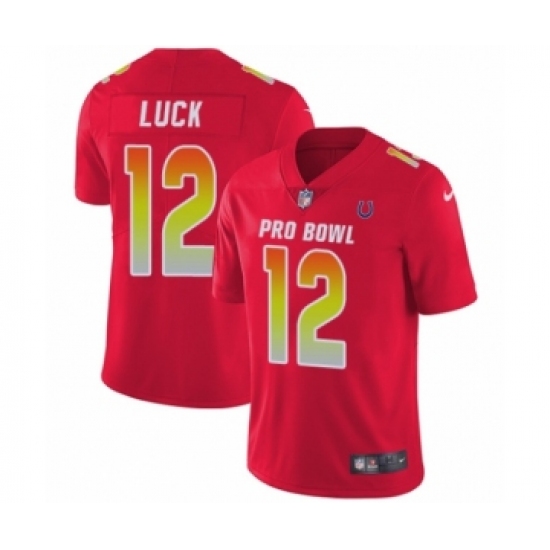 Men's Indianapolis Colts 12 Andrew Luck Limited Red AFC 2019 Pro Bowl Football Jersey