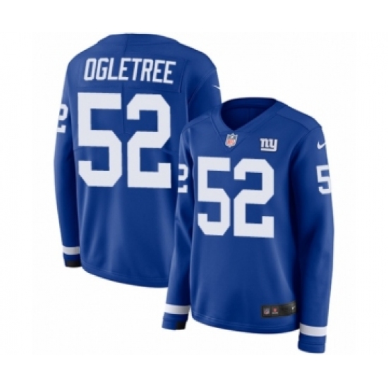 Women's Nike New York Giants 52 Alec Ogletree Limited Royal Blue Therma Long Sleeve NFL Jersey