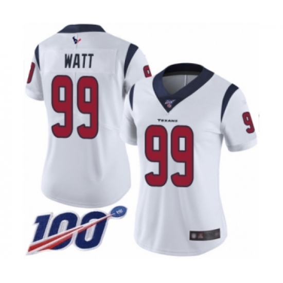 Women's Nike Houston Texans 99 J.J. Watt White Vapor Untouchable Limited Player 100th Season NFL Jersey