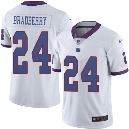 Nike New York Giants 24 James Bradberry White Men's Stitched NFL Limited Rush Jersey