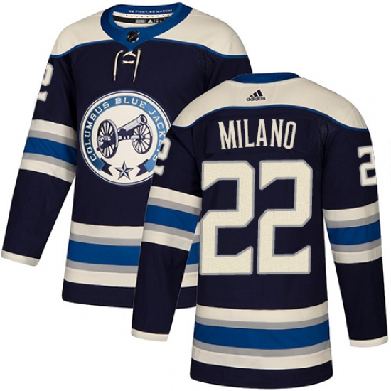 Men's Adidas Columbus Blue Jackets 22 Sonny Milano Authentic Navy Blue Alternate NHL Jersey