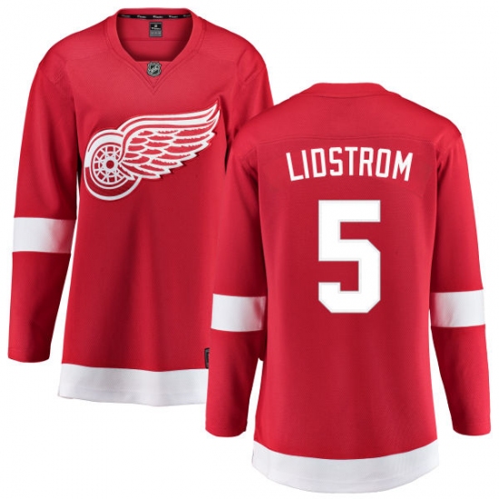 Women's Detroit Red Wings 5 Nicklas Lidstrom Fanatics Branded Red Home Breakaway NHL Jersey