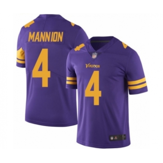 Men's Minnesota Vikings 4 Sean Mannion Limited Purple Rush Vapor Untouchable Football Jersey