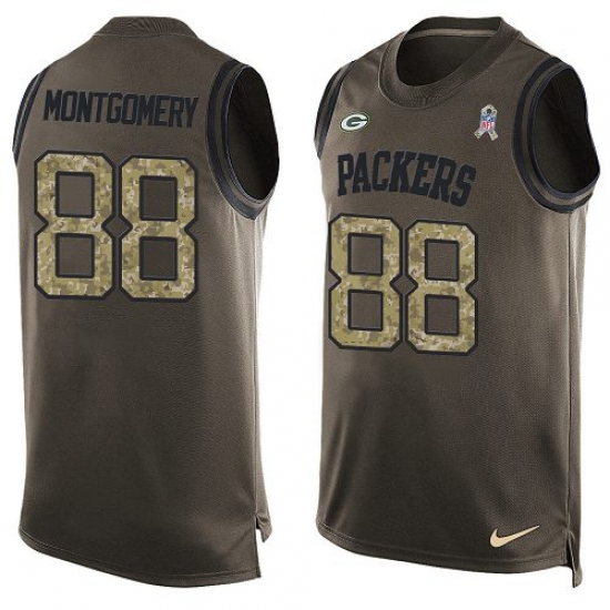 Men's Nike Green Bay Packers 88 Ty Montgomery Limited Green Salute to Service Tank Top NFL Jersey