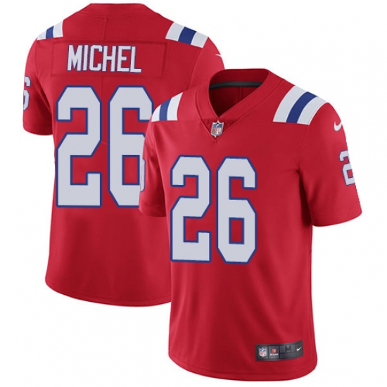 Men's Nike New England Patriots 26 Sony Michel Red Alternate Vapor Untouchable Limited Player NFL Jersey