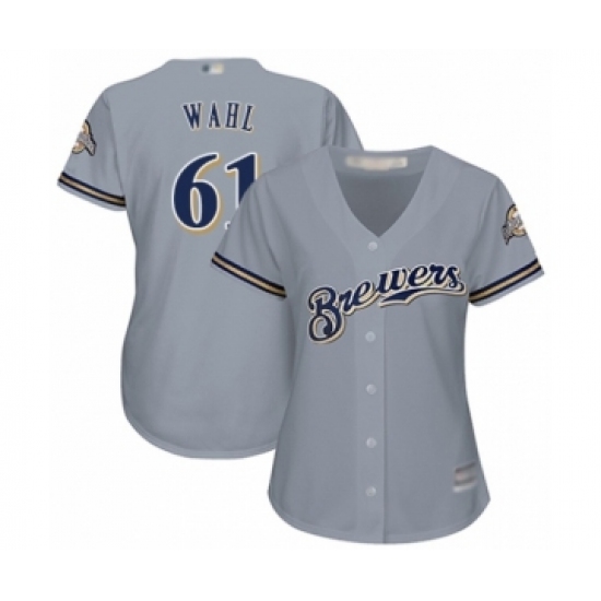 Women's Milwaukee Brewers 61 Bobby Wahl Authentic Grey Road Cool Base Baseball Player Jersey