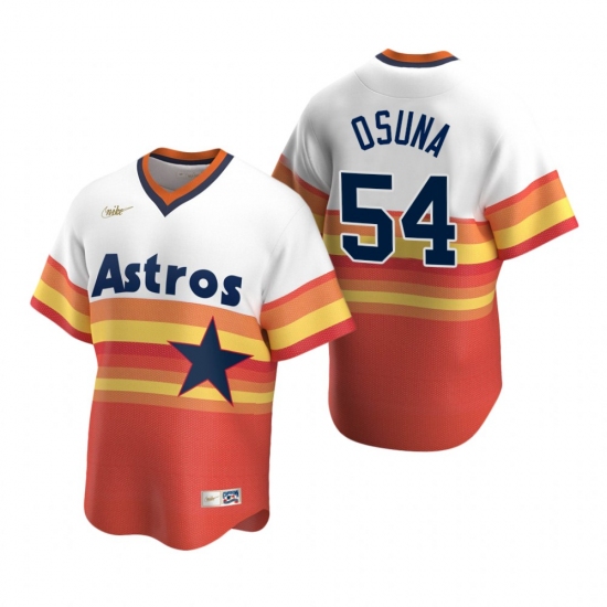 Men's Nike Houston Astros 54 Roberto Osuna White Orange Cooperstown Collection Home Stitched Baseball Jersey