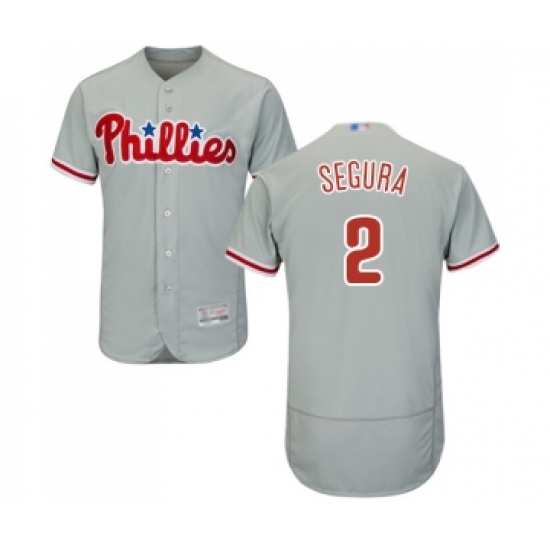 Men's Philadelphia Phillies 2 Jean Segura Grey Road Flex Base Authentic Collection Baseball Jersey