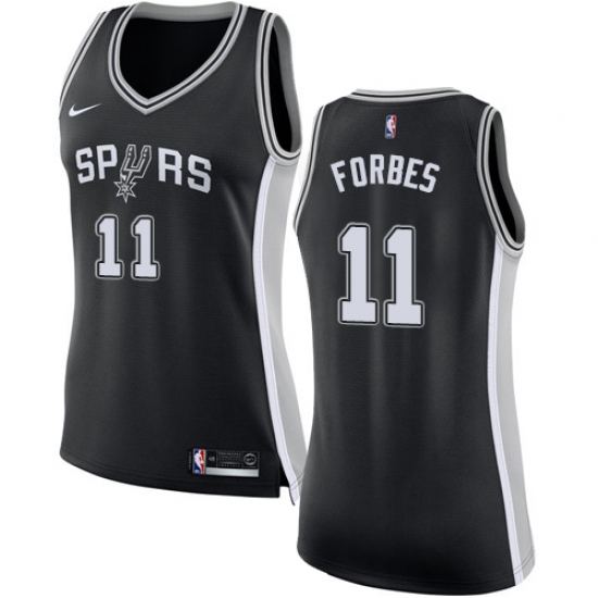 Women's Nike San Antonio Spurs 11 Bryn Forbes Swingman Black NBA Jersey - Icon Edition