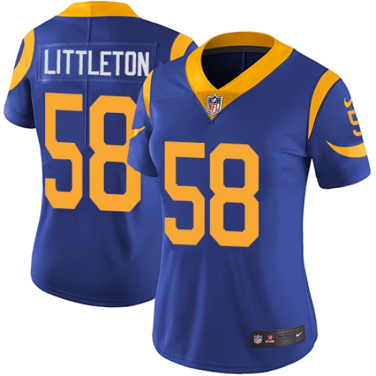 Women's Nike Los Angeles Rams 58 Cory Littleton Royal Blue Alternate Vapor Untouchable Elite Player NFL Jersey