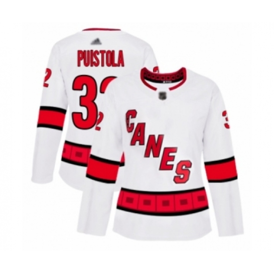 Women's Carolina Hurricanes 32 Patrik Puistola Authentic White Away Hockey Jersey